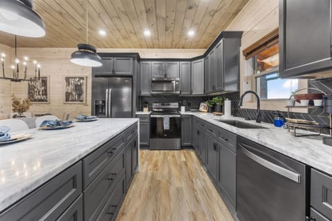 Our fully stocked kitchen has everything you need to prepare meals, from morning coffee to family feasts.