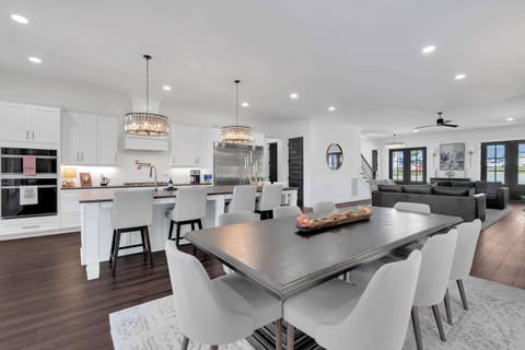 Stylish dining space with elegant lighting, perfect for memorable meals together!