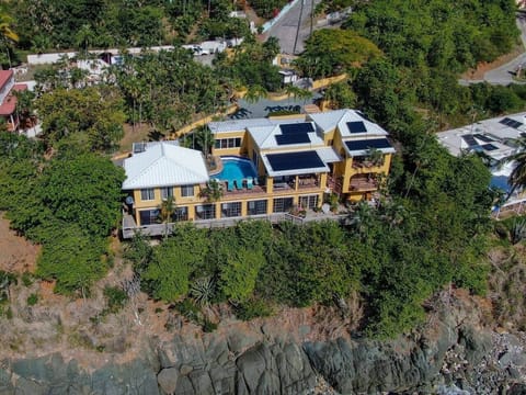 Drone photo of the waterfront villa