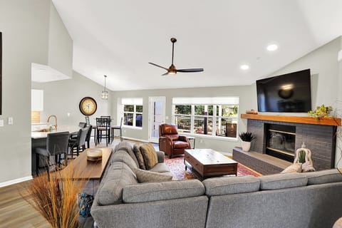 Living room with 75 inch TV