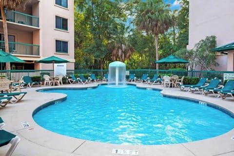 Splash into the fountain pool and cool off fast.