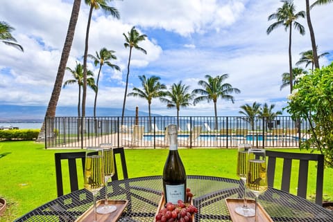 Ground-floor lanai with direct access to the pool and lawn