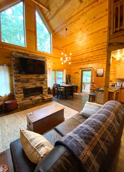 cozy fireplace with a serene view
