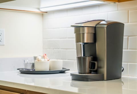 Coffee bar setup to start your morning lakeside.