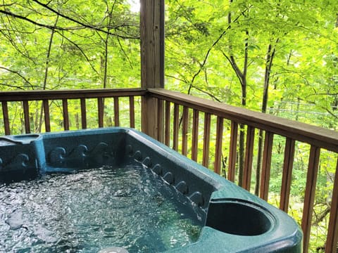 Hot tub on bottom deck