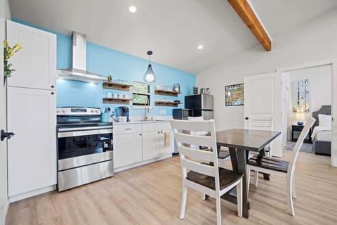 Seating for two in the full kitchen.