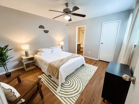 Soft bedding for sweet dreams on upstairs bed.