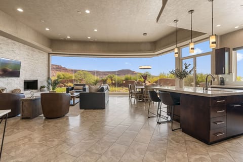 Living Room + Fully Equipped Kitchen