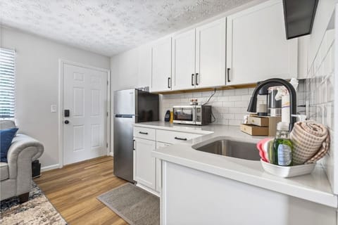 Fully equipped kitchenette for meals and morning coffee.
