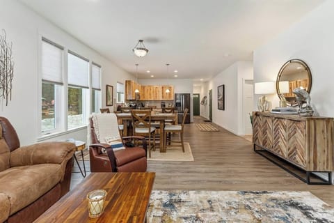 Open-concept kitchen and living room with everything you need for home cooking