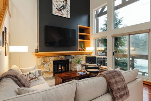 Main Floor - Living Room With Wood Burning Fireplace