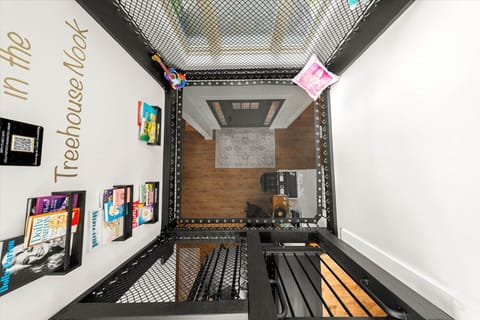 Truly unique and inspiring treehouse net loft perfect for reading, telling stories or stretching out
