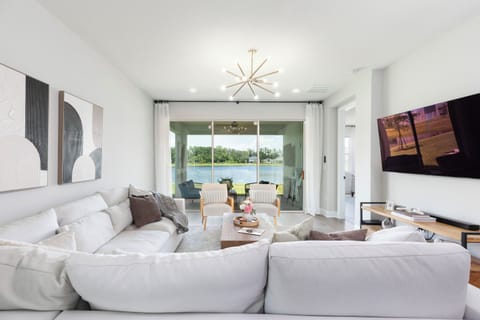 Living room with water views