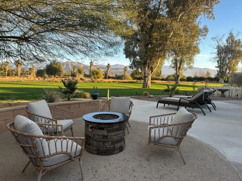 Patio and firepit (morning)
