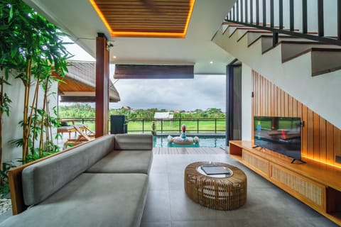 Two Bedroom Pool Villa Rice Field View | Living room | 43-inch Smart TV with digital channels