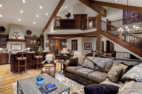 Vaulted ceilings and mountain light fill the main living area