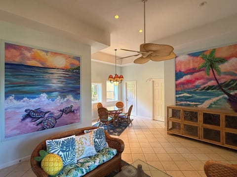 Lounge Space in the common area - relax with ocean & garden views amongst vibrant artwork created by local artists. 