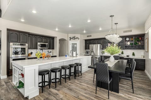 Large eat in kitchen, stocked to meet your needs.