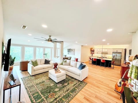 Spacious Open Living Room & Kitchen