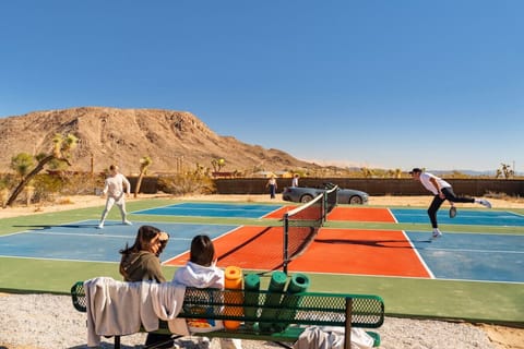 our own desert playground — open courts, wide skies, and ancient Joshua Trees as the only spectators