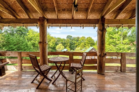 Peaceful outdoor space with seating and scenic views.