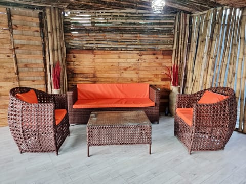 private garden with pool table