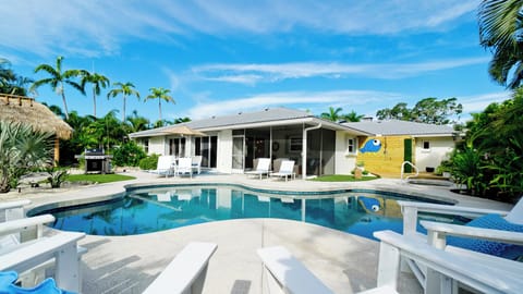Lots of seating around the private heated pool.
