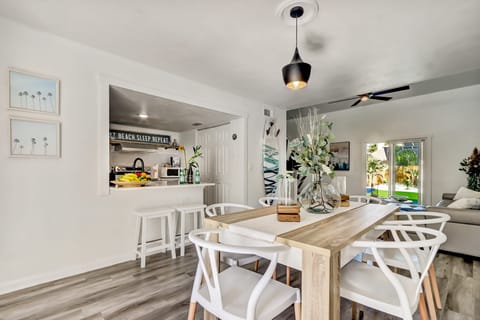 Modern kitchen and dining area perfect for group meals.