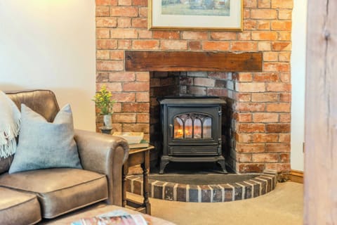 brick fireplace