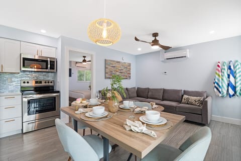 The dining and living are flow seamlessly.