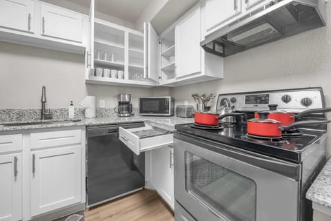Sleek appliance setup ready for home-cooked meals and quick snacks.