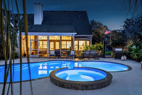 Our pool at night
