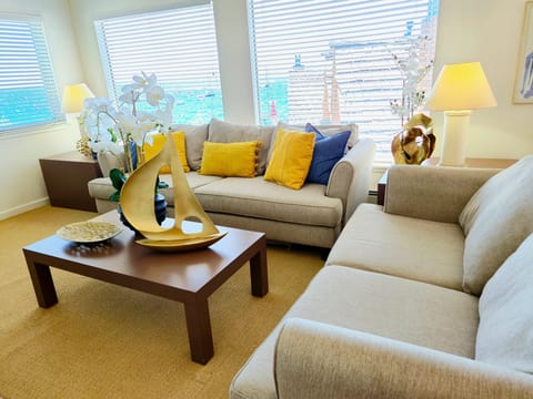 Living Room with Views of the Lake and Marina