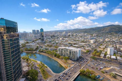 The city and mountain view 