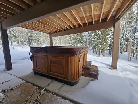 Hot tub is serviced weekly