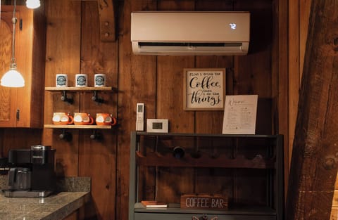 Coffee bar. We have a duo brew coffee pot, which brews full pots or k-cups.