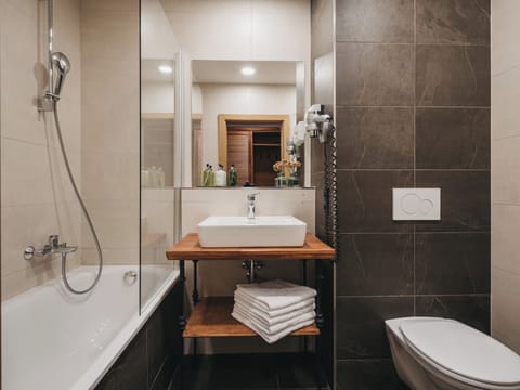 Economy Double Room, 1 Bedroom, Balcony, Hill View | Bathroom | Hair dryer, towels, soap, shampoo