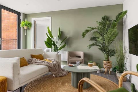 Clean lines, warm wood, and a touch of greenery.