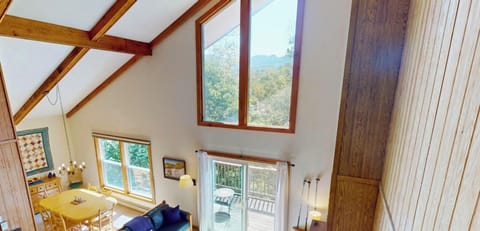 Living Room with Fireplace, Sleeper Sofa, and views of Grandfather Mountain