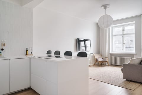 Stylish open kitchen perfect for cooking and socializing.