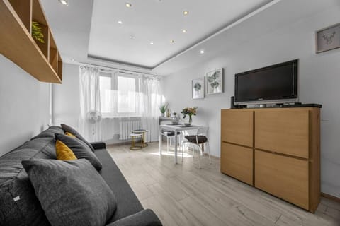 Living Room with Full Sofa Bed, Smart TV and Dining Space | Book Now with RENTUJEMY.COM