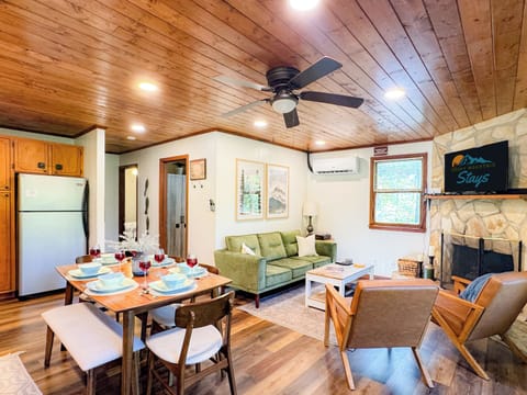 living room and dining area