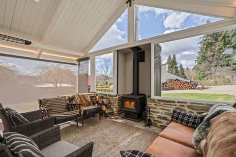 Courtyard with fireplace