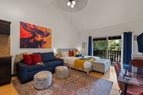 Bright and efficiently designed studio layout with modern furnishings, perfect for relaxing after a day on the slopes or trails.