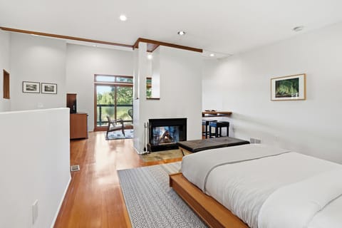 Wake up to the glow of the fireplace and cozy living space