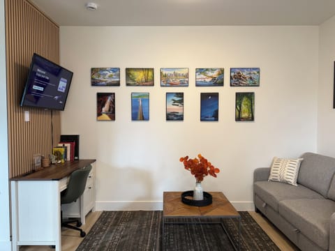 Living room and workspace