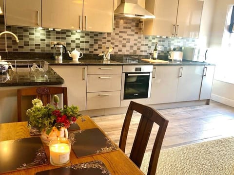 Open plan dining and living space.