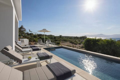 Villa Espera's pool and its superb views out across the Aegean to Naxos.
