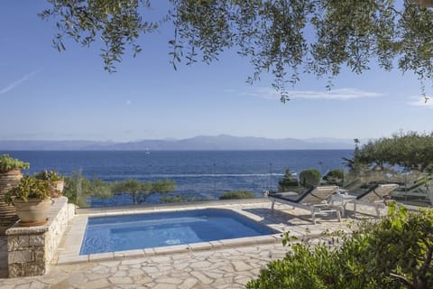 Alkioni's tempting plunge pool and its inspiring views across the Ionian Sea to the Greek mainland.