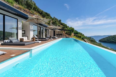 Pleione with its beautiful infinity pool and views out to sea.